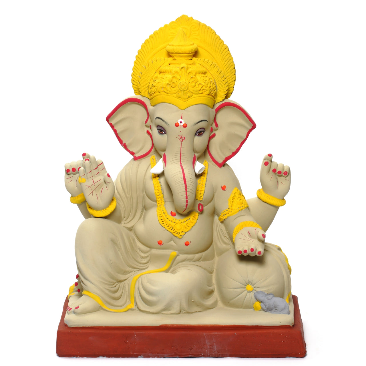 19" Peshwai No. 6 Shadu Maati Ganpati Idol | Eco-Friendly Clay Ganesha