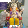 Dhaani Foods 18 Inch Gomay Ganpati Idol (Yellow & Purple) | Eco-Friendly Cow Dung Ganesha Murti | Festive Decor
