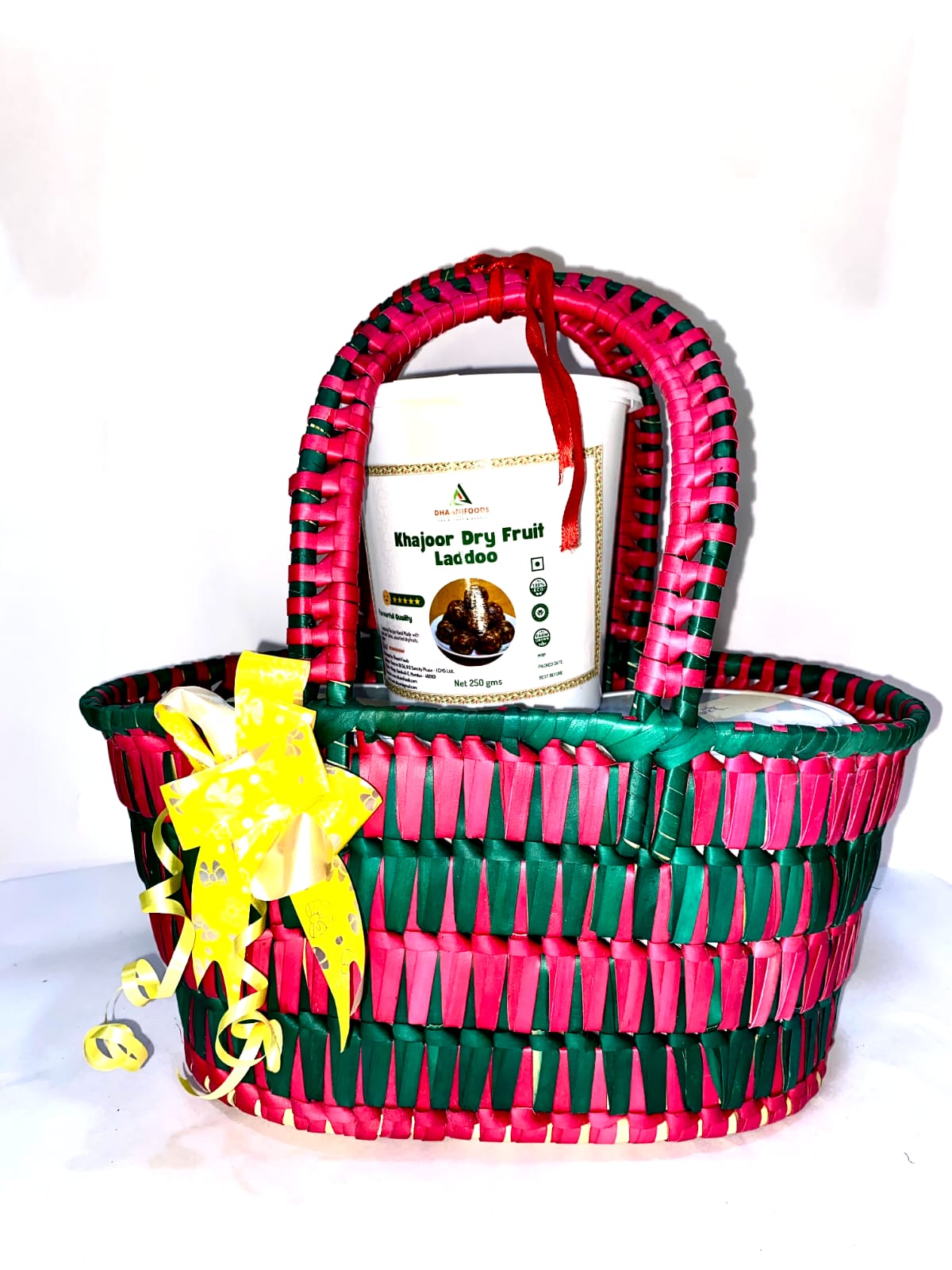 Homemade Ladoo Gift Hamper Basket – Ragi Ladoo, Dry Fruits Ladoo & Khajoor Dry Fruits Ladoo