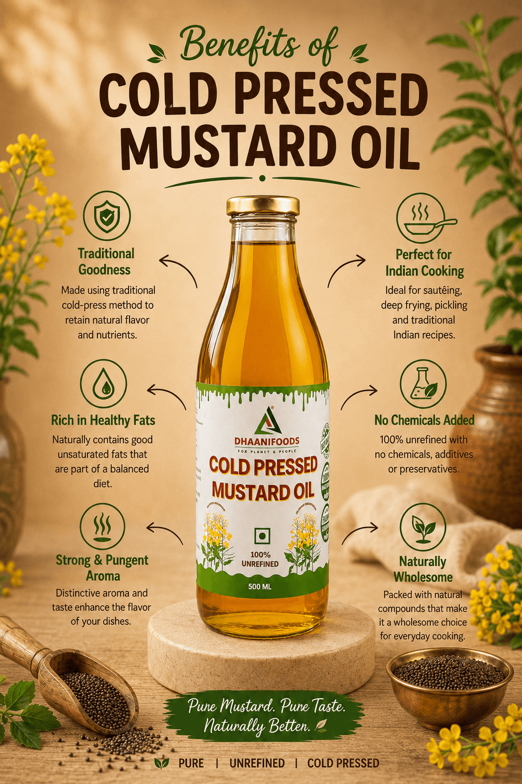 Pure Kachi Ghani Mustard Oil – Natural Cold-Pressed Cooking Oil