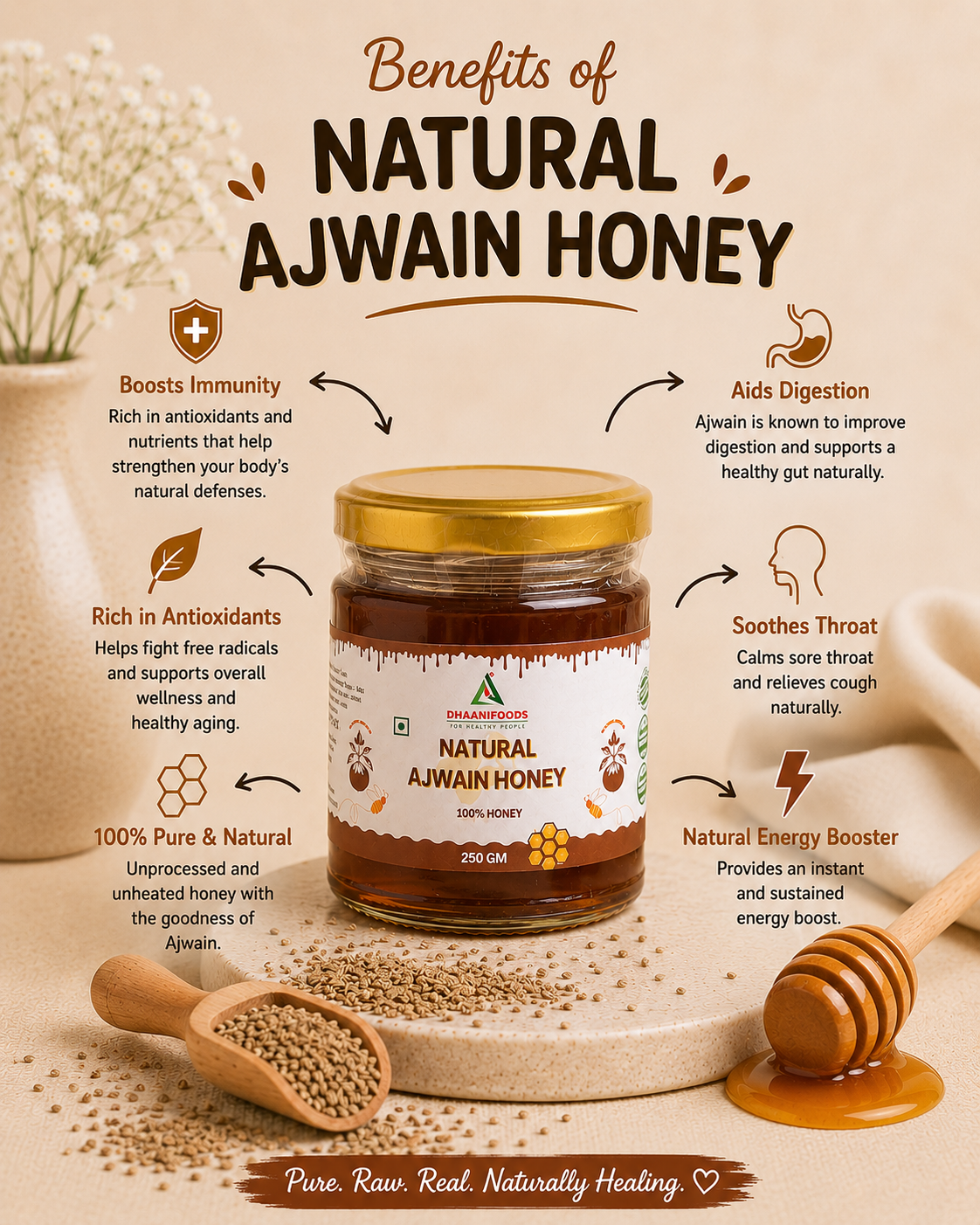Natural Ajwain Honey – Pure Raw Ajwain Honey | Herbal & Immunity Support