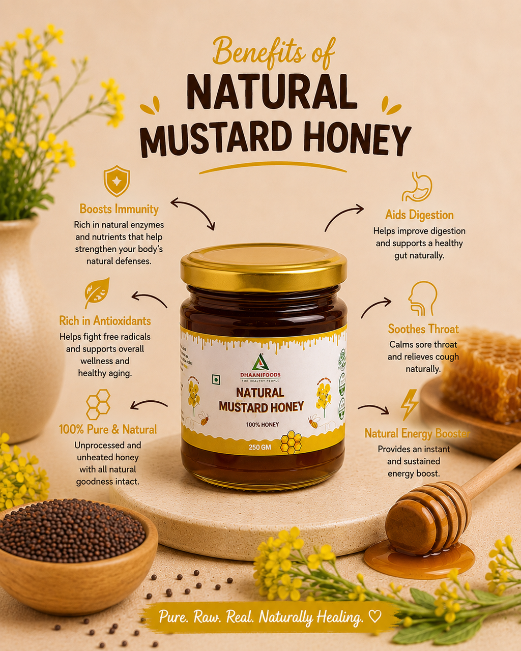 Natural Mustard Honey – Pure Raw Mustard Honey | Natural & Healthy Sweetener