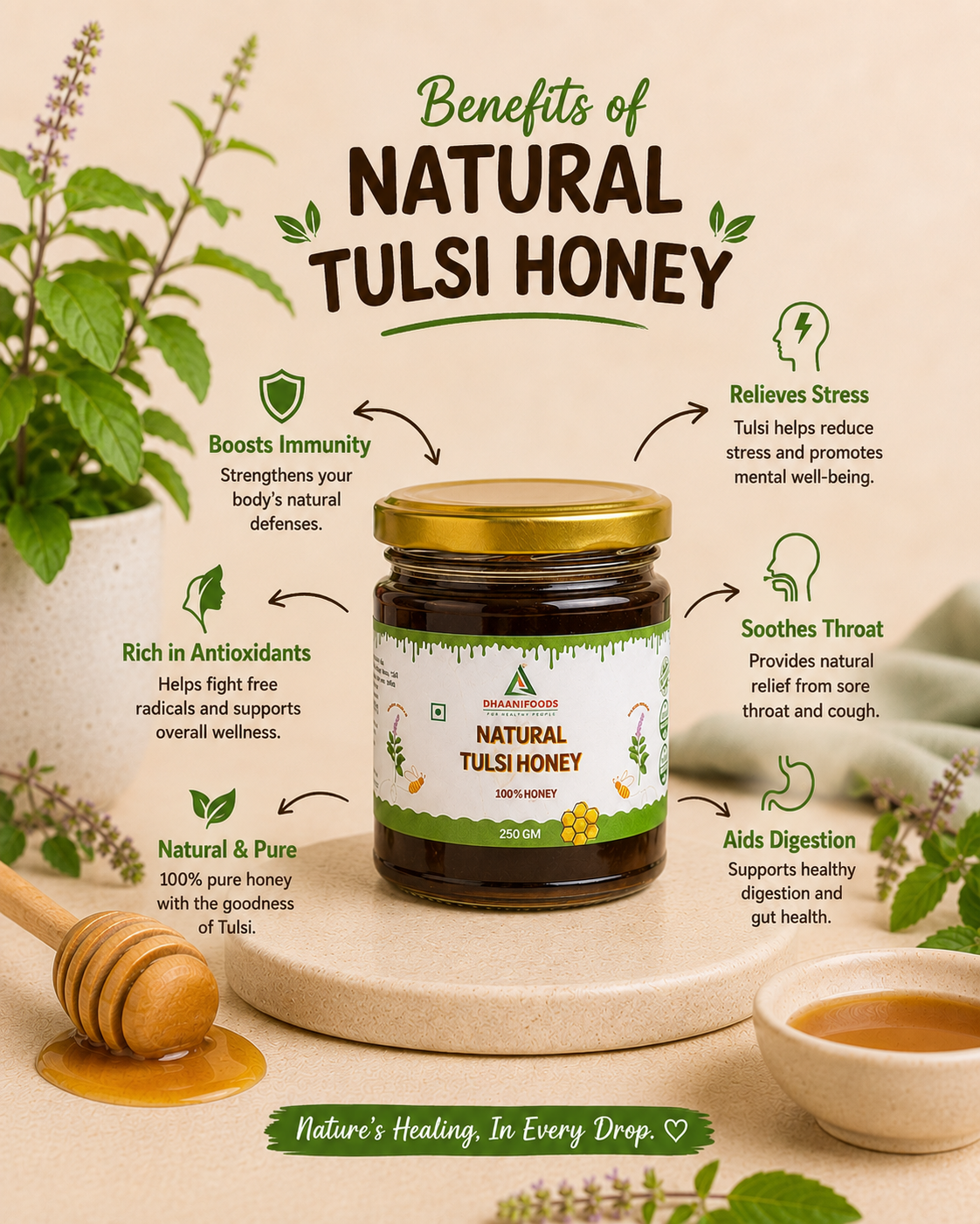 Natural Tulsi Honey – Pure Raw Tulsi Honey | Herbal & Immunity Support