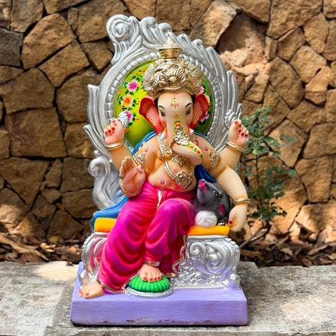 24" Chintamani No. 4 CM Ganpati Idol | Eco-Friendly Shadu Maati Ganesh Murti