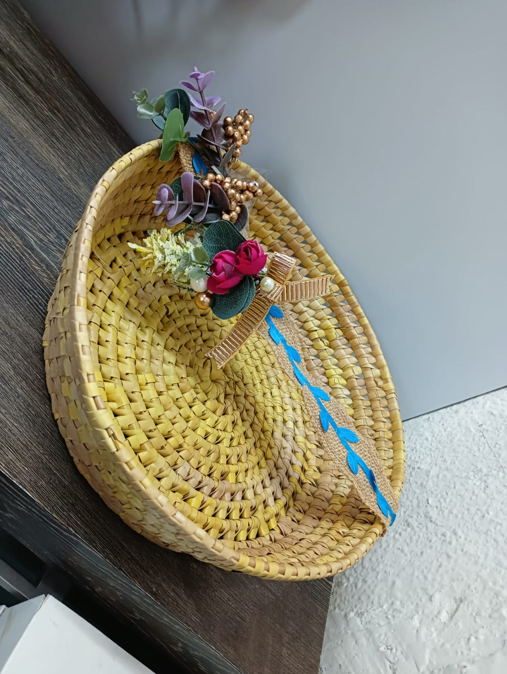 Palm Leaf Round Basket | Handmade Eco-Friendly Basket