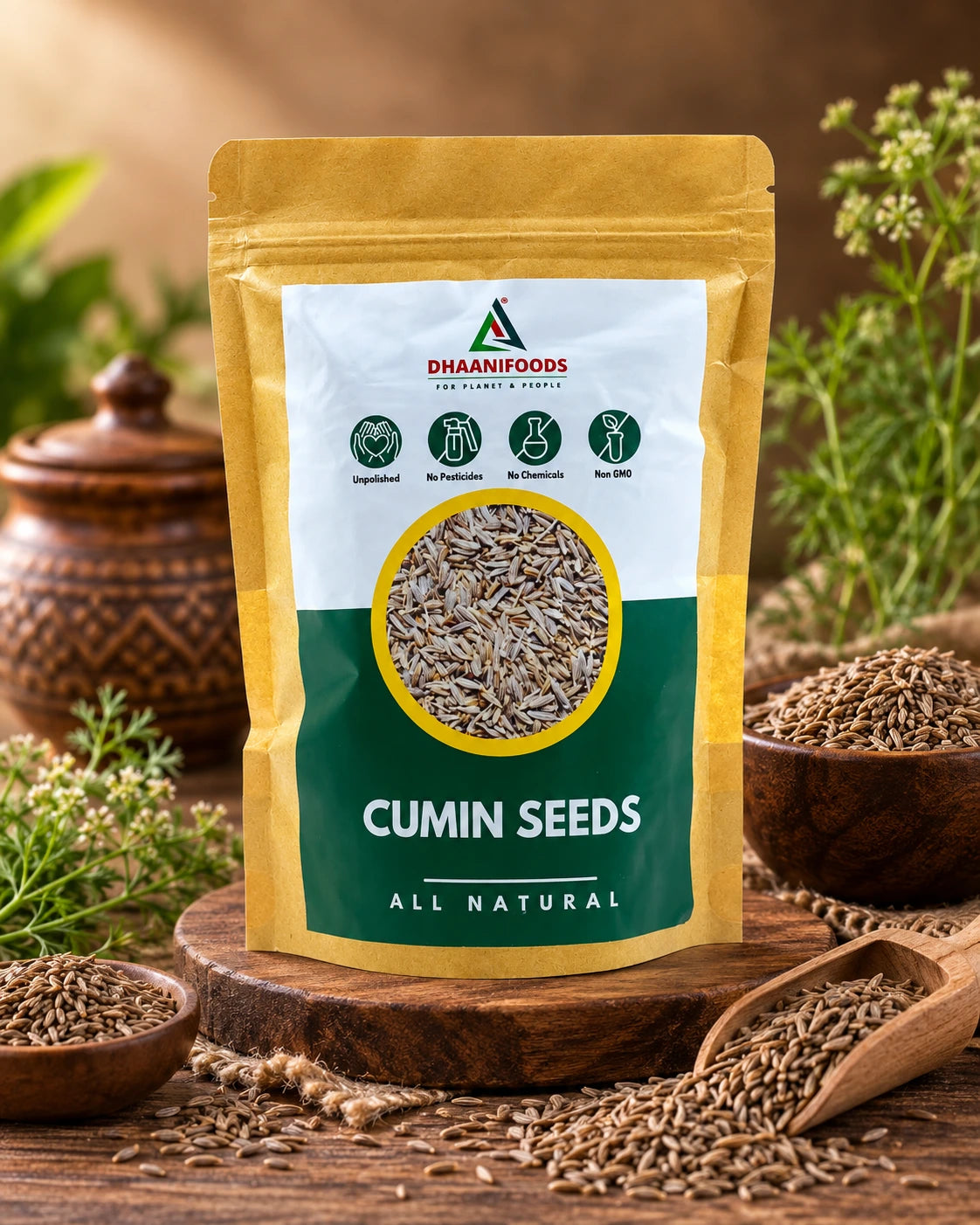 Cumin Seeds (Jeera) | Whole Aromatic Spice for Cooking | Dhaani Foods