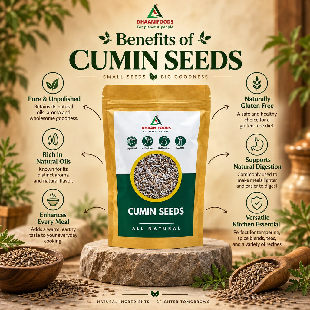 Cumin Seeds (Jeera) | Whole Aromatic Spice for Cooking | Dhaani Foods
