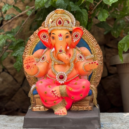 14" Prabhawal Ganesh DPBY Paper Mache Ganpati Idol | Eco-Friendly Murti