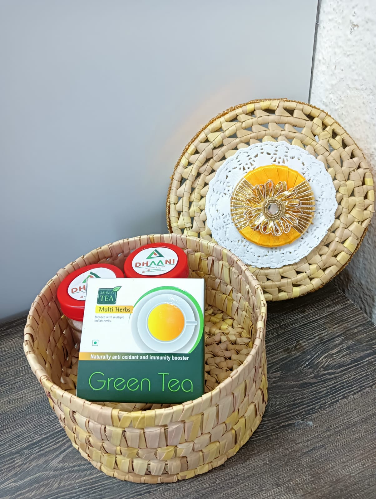 Green Covered Basket | Stylish Storage Basket with Lid