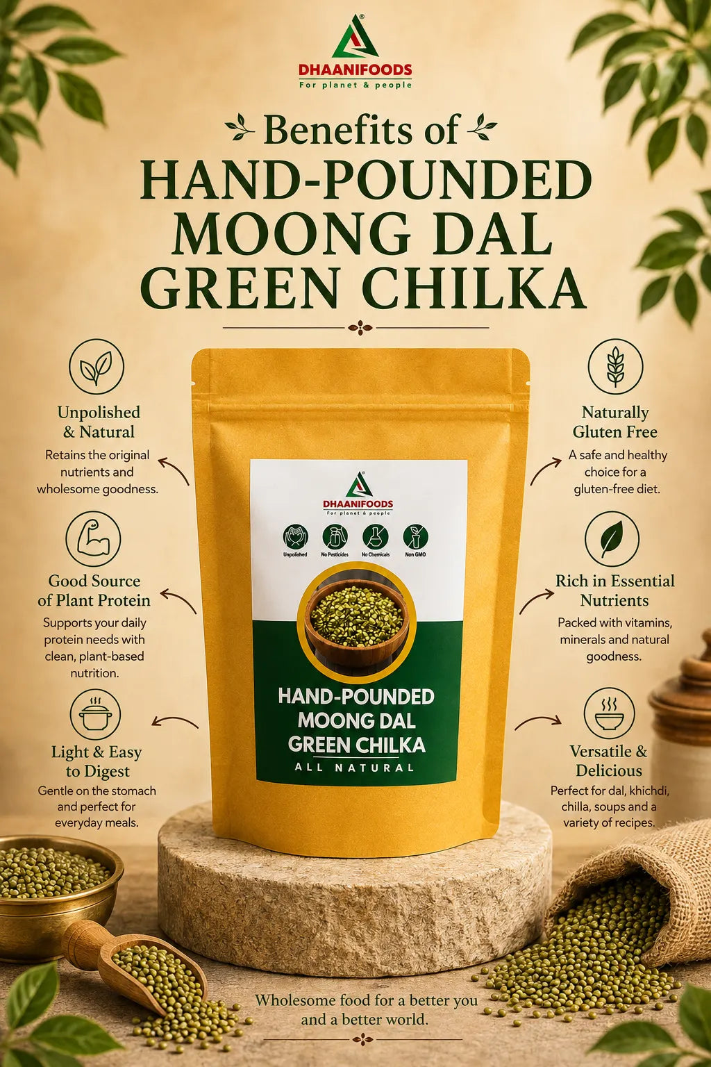 Hand-Pounded Green Chilka Moong Dal – Natural & Unpolished Protein-Rich Lentils