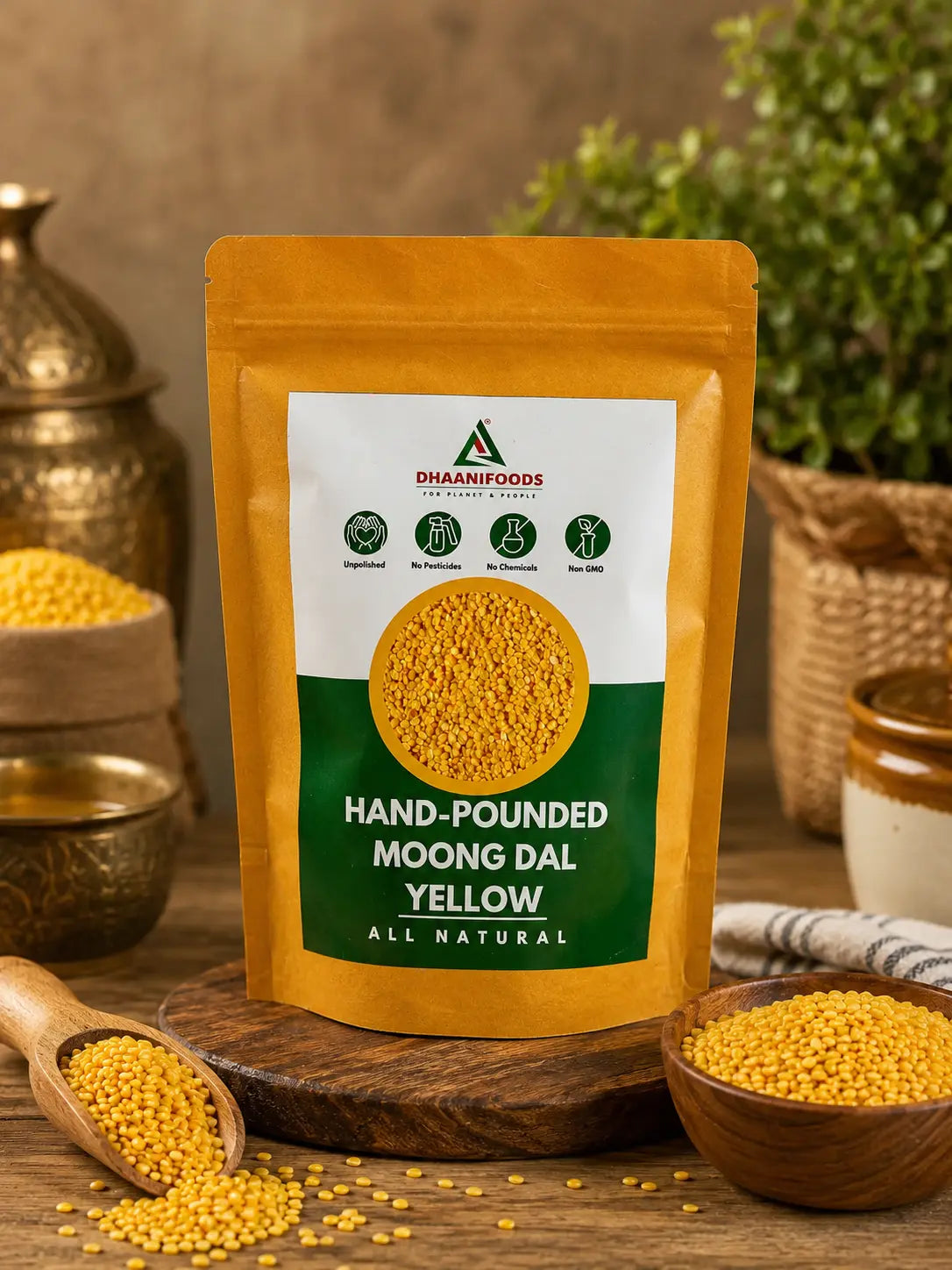 Hand-Pounded Yellow Moong Dal – Natural Unpolished Protein-Rich Lentils