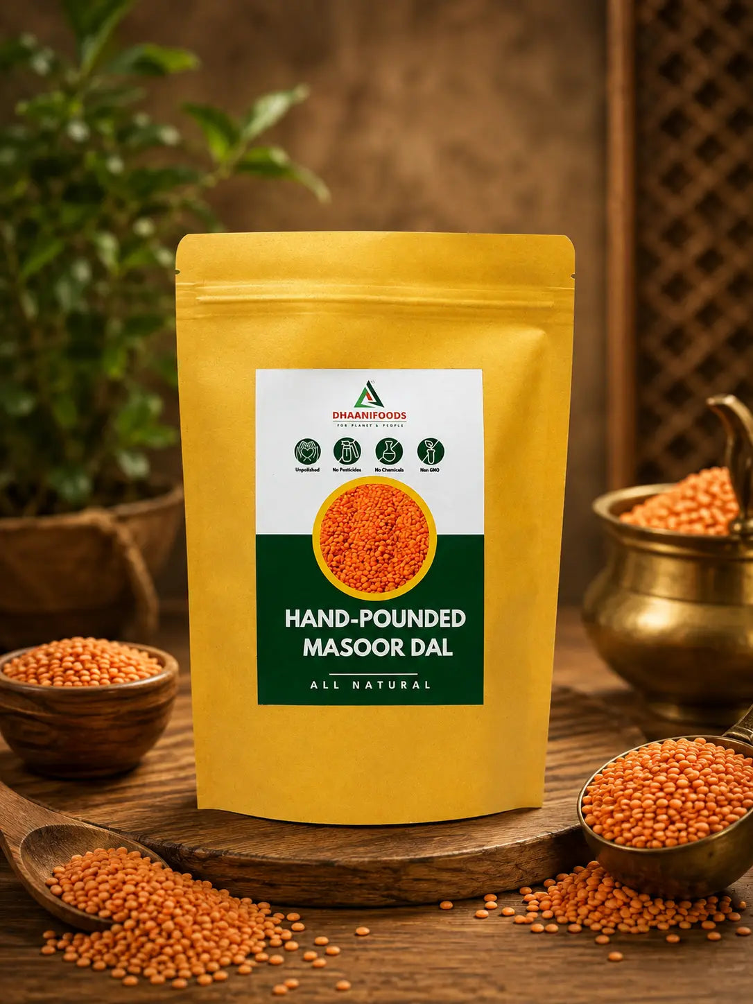 Hand Pounded Pink Masoor Dal | Unpolished | High Protein