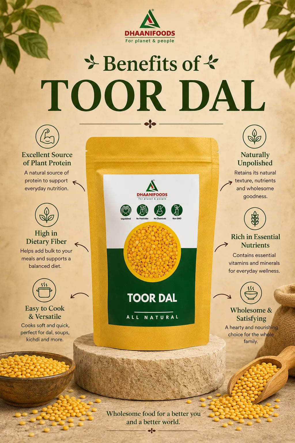 Hand pounded Toor Dal
