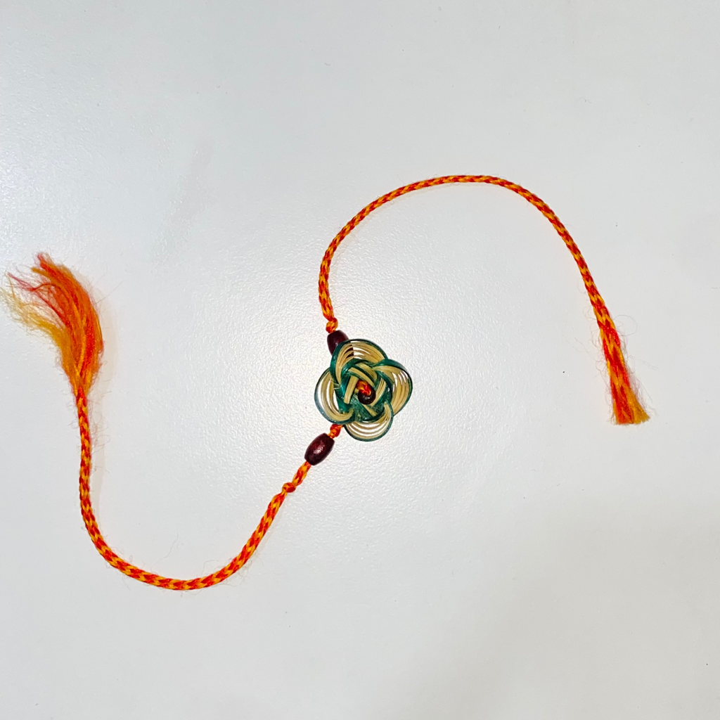 Green flower bamboo rakhi