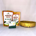 Healthy Gift Basket – Khandsari Sugar, Himalayan Pink Salt, Green Tea & Palm Leaf Bowl Hamper