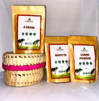 Spice Gift Basket – Ajwain, White Til & Cumin Powder with Palm Leaf Bowl | Healthy Gifting Hamper