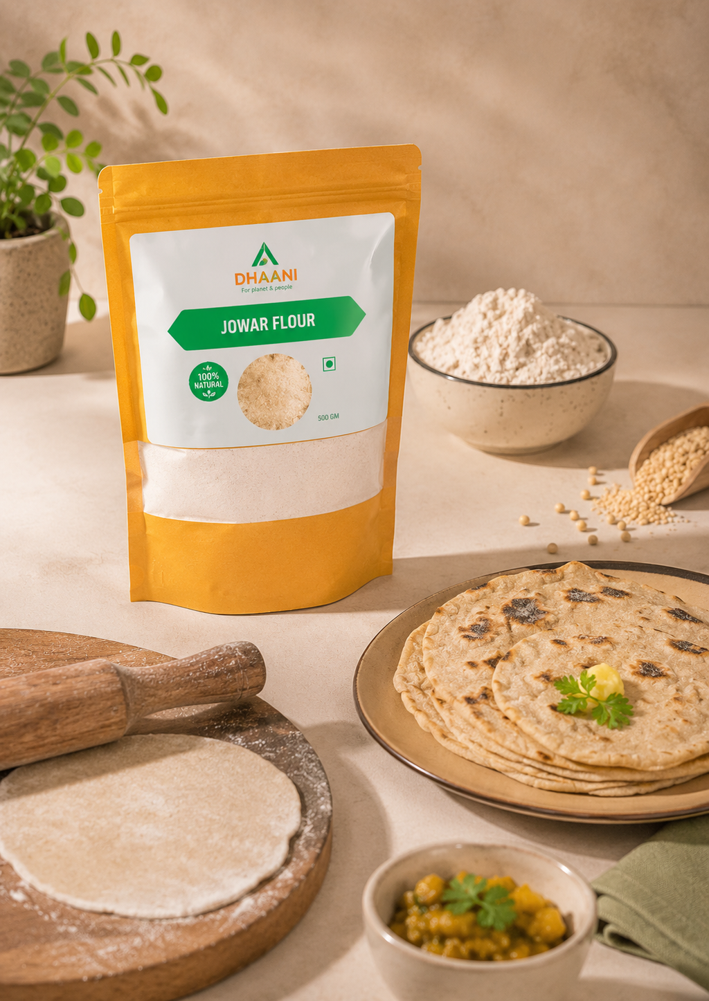 Jowar Flour | Gluten-Free Jowari Atta High Fiber | Dhaani Foods
