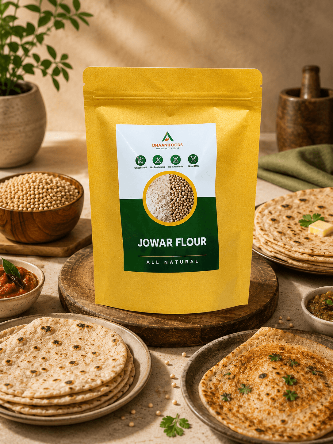 Jowar Flour | Gluten-Free Jowari Atta High Fiber | Dhaani Foods