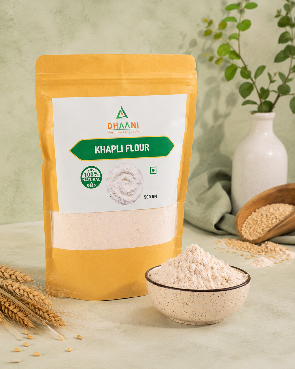 Khapli Wheat Flour | Low Gluten Emmer Atta Healthy Wheat | Dhaani Foods