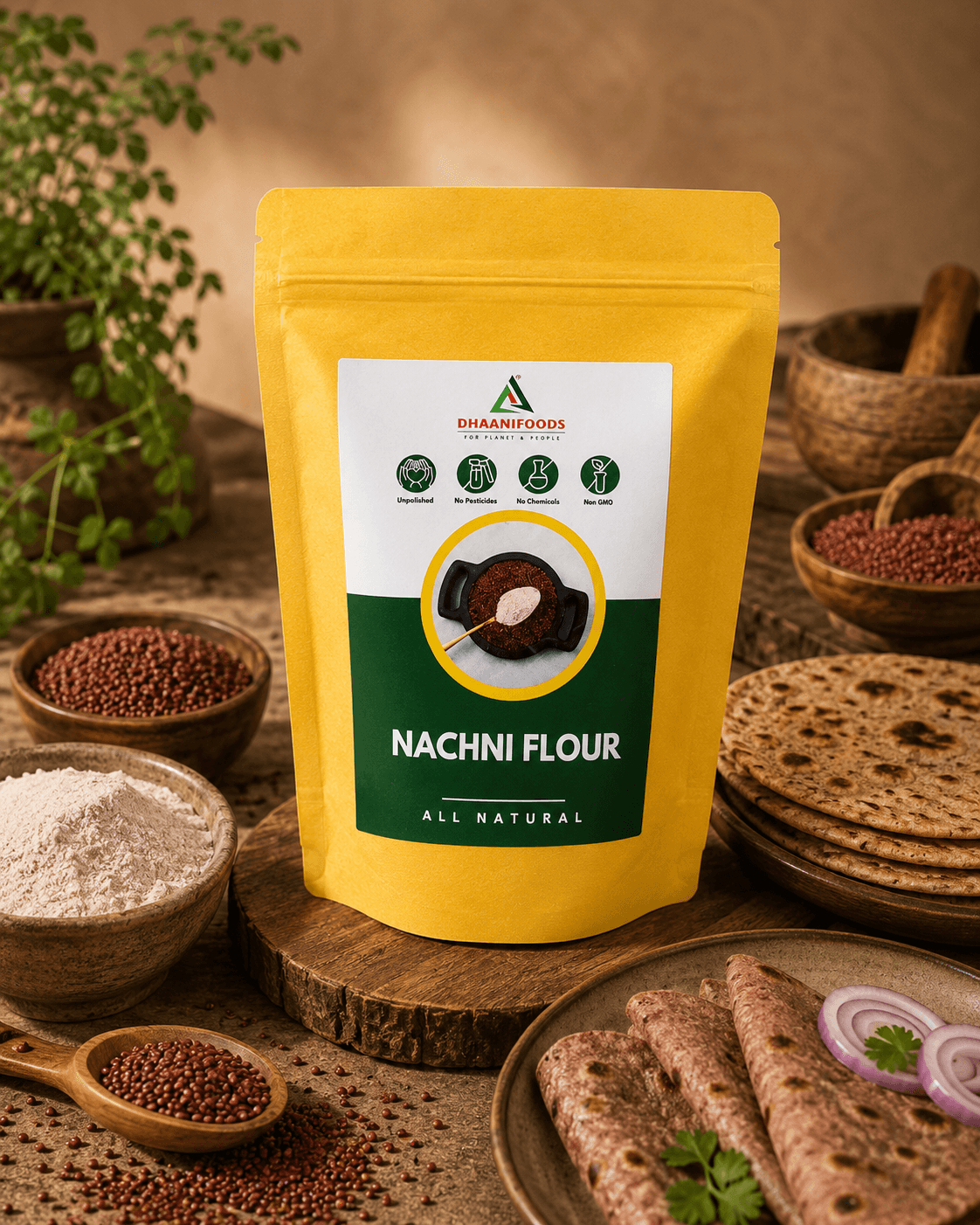Nachni Flour | Ragi Atta High Calcium Millet Flour | Dhaani Foods