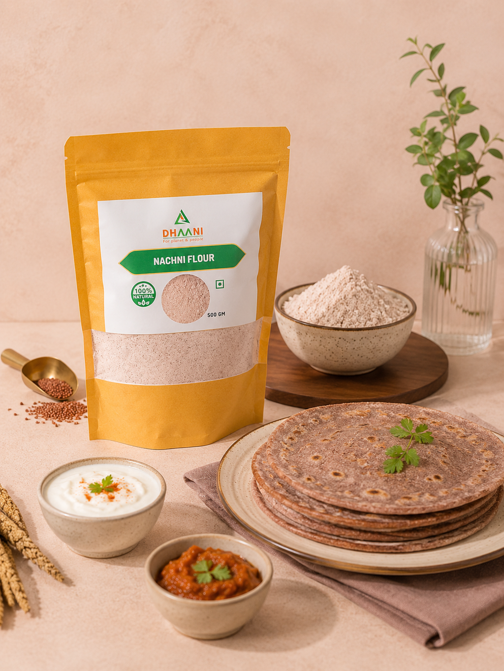 Nachni Flour | Ragi Atta High Calcium Millet Flour | Dhaani Foods