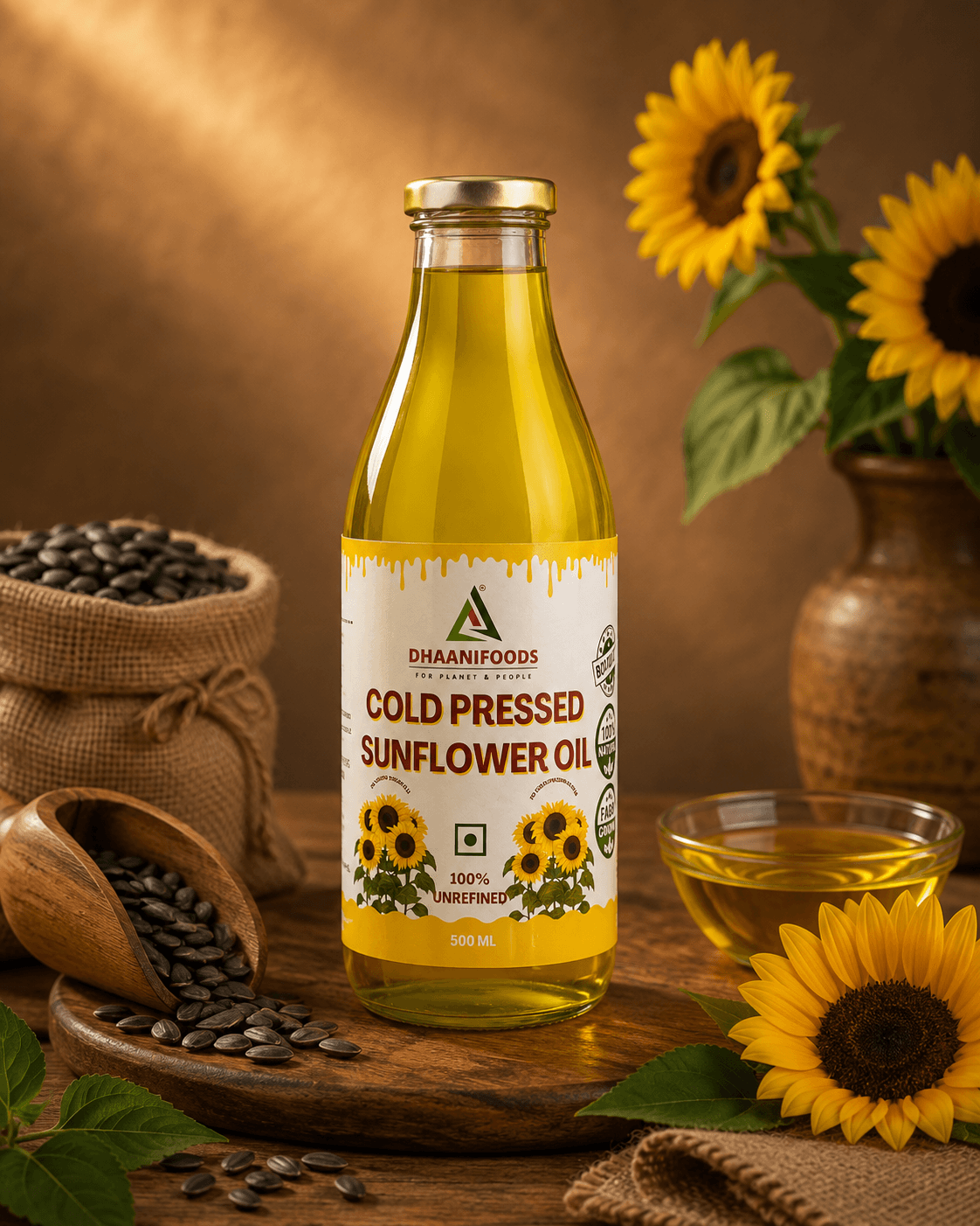 Natural Cold-Pressed Sunflower Oil – Wood Pressed Cooking Oil