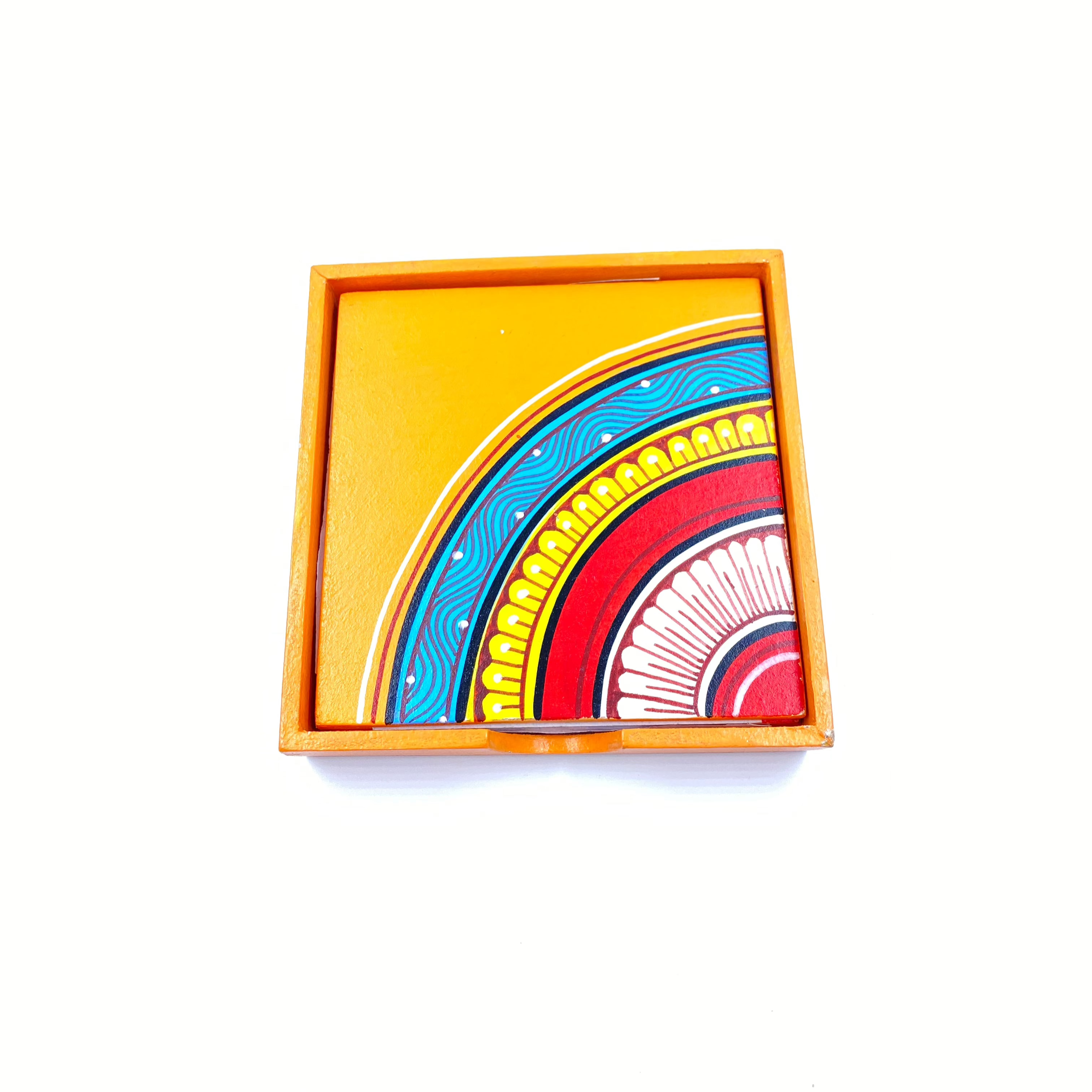 Wooden Printed Coasters | Decorative Drink Coasters Set | Table Protection & Home Decor
