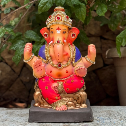 13" Small Philips DP Paper Mache Ganpati Idol | Eco-Friendly Ganesh Murti