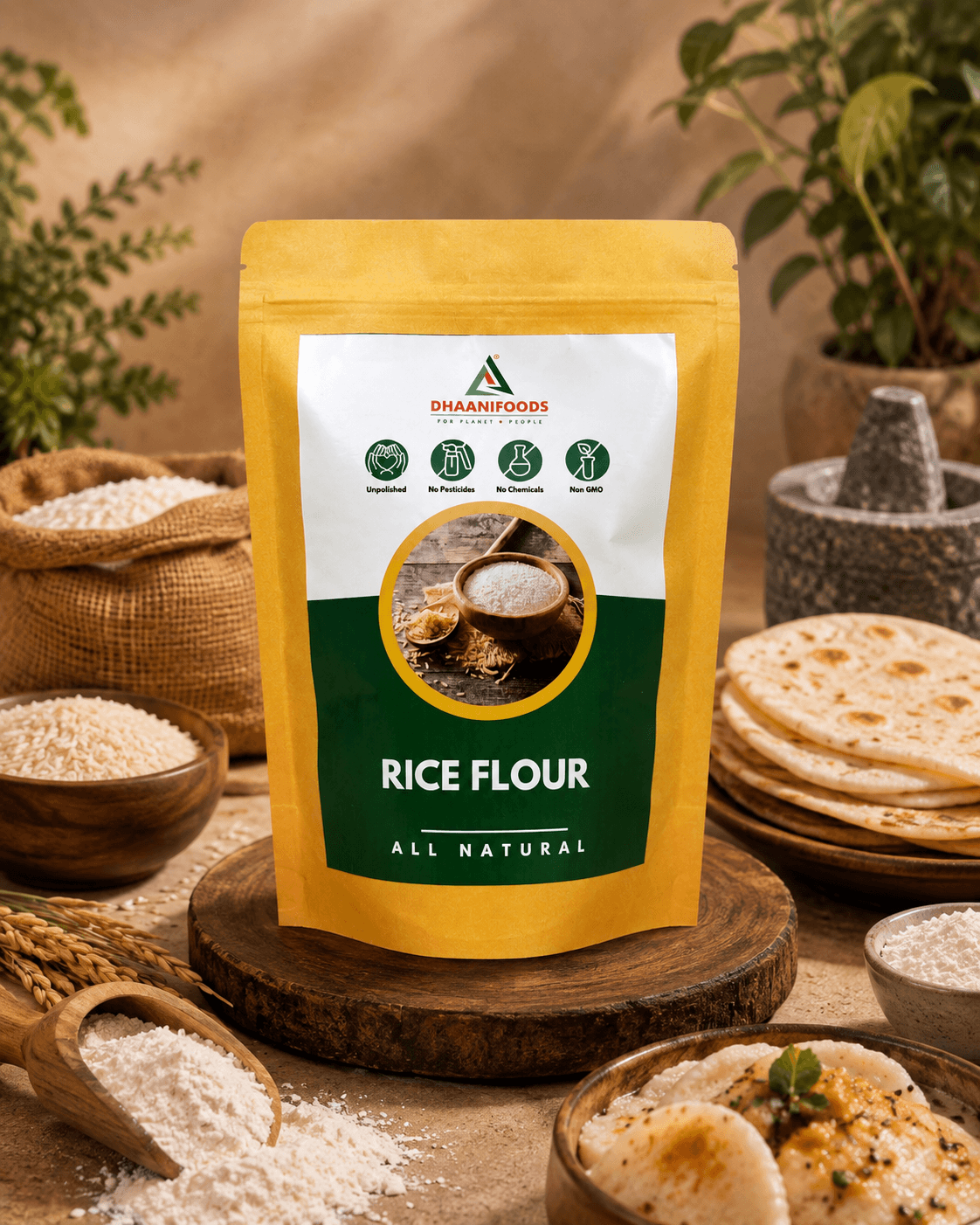 Rice Flour | Gluten-Free Chawal Atta for Cooking & Baking | Dhaani Foods