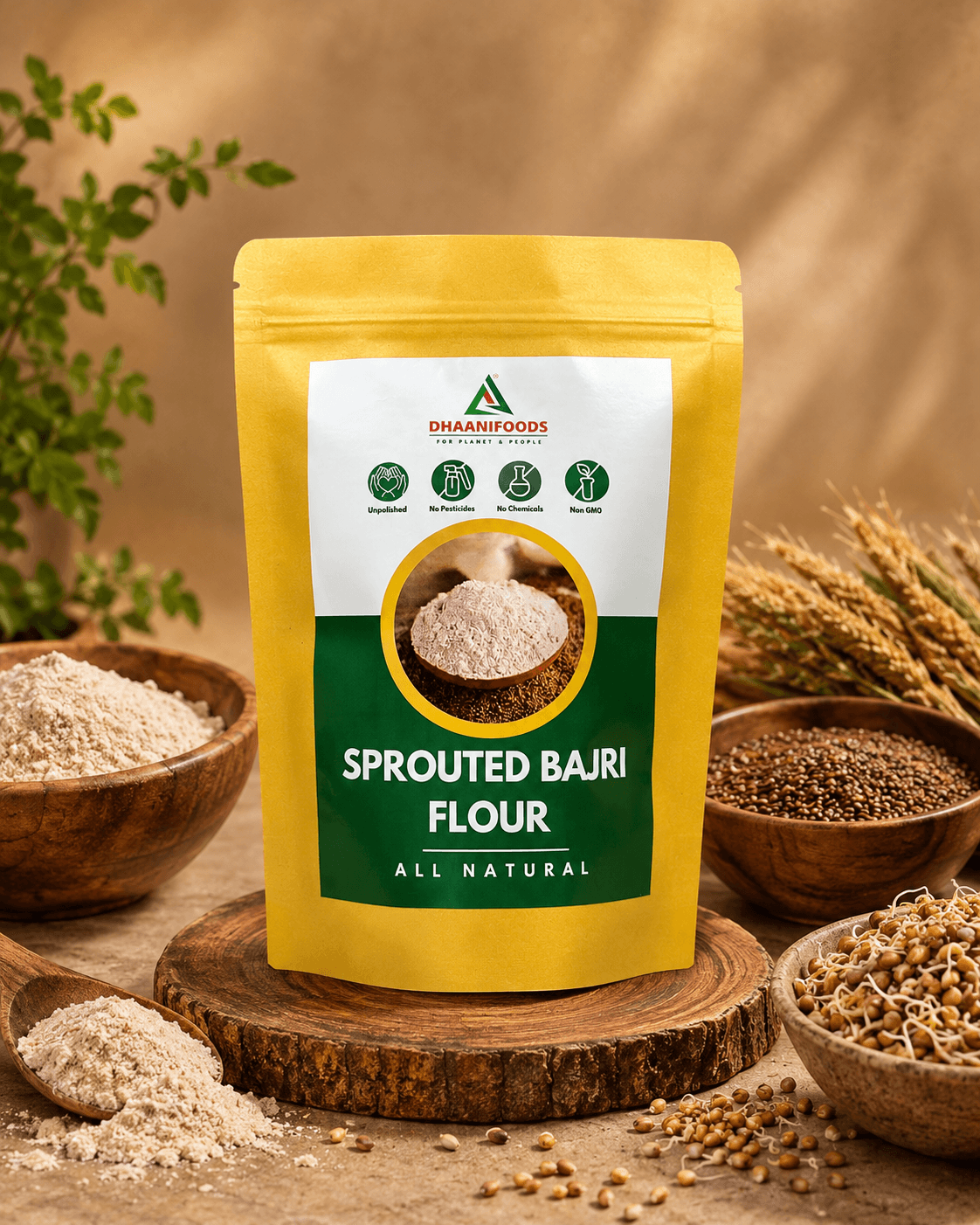 Sprouted Bajri Flour by Dhaani Foods – Nutrient-Rich Pearl Millet Atta