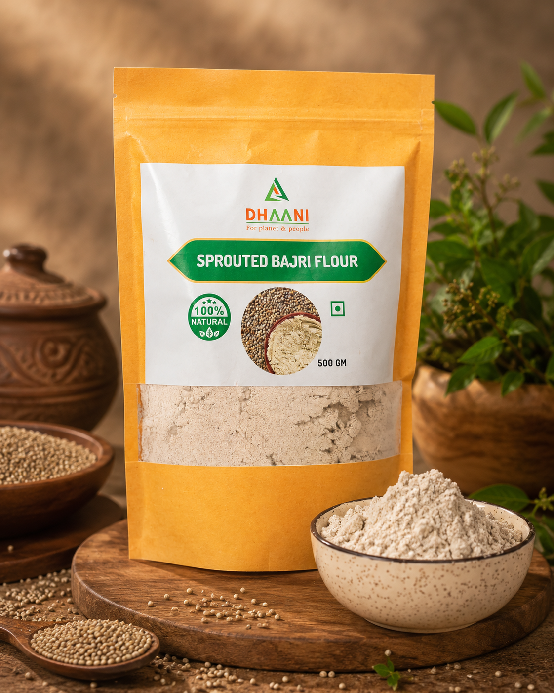 Sprouted Bajri Flour by Dhaani Foods – Nutrient-Rich Pearl Millet Atta
