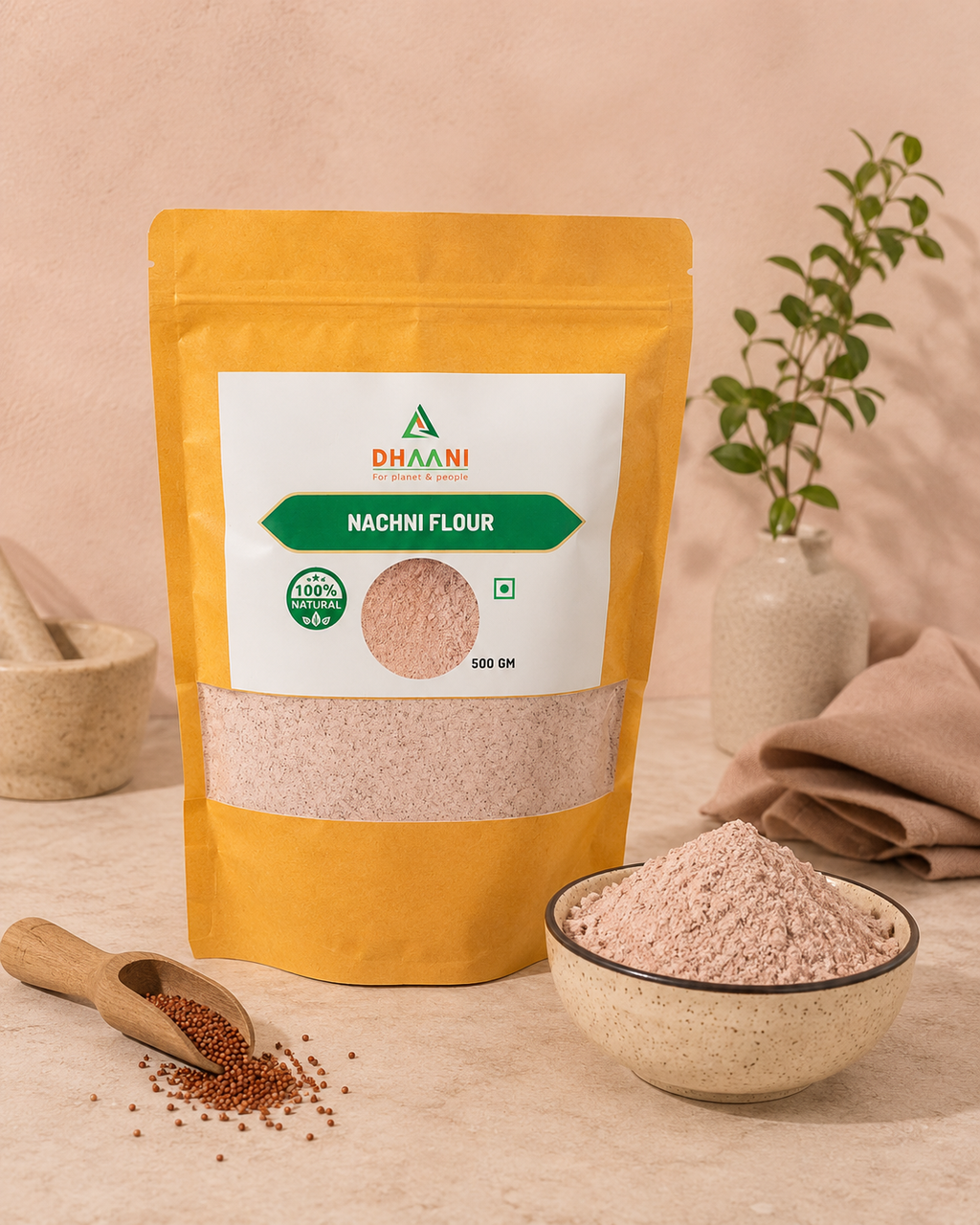 Nachni Flour | Ragi Atta High Calcium Millet Flour | Dhaani Foods