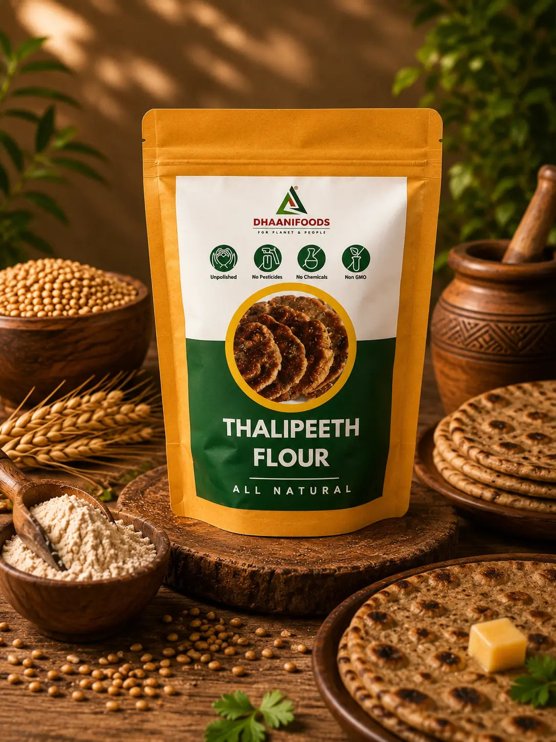 Thalipeeth Flour | Multigrain Bhajani Atta Traditional Mix | Dhaani Foods
