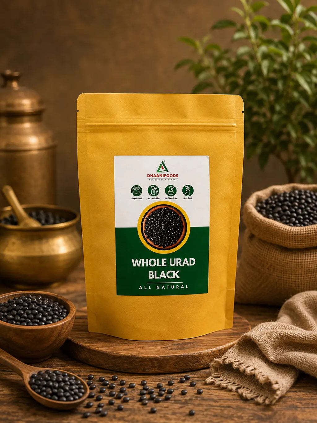 Whole Urad Dal Black | Sabut Kali Urad Protein Rich | Dhaani Foods
