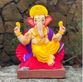 Dhaani Foods 16 Inch Jaswant Phool Ganpati Idol (No. 12 DMSPU) | Shadu Mati Eco-Friendly Ganesha | Floral Designer Murti