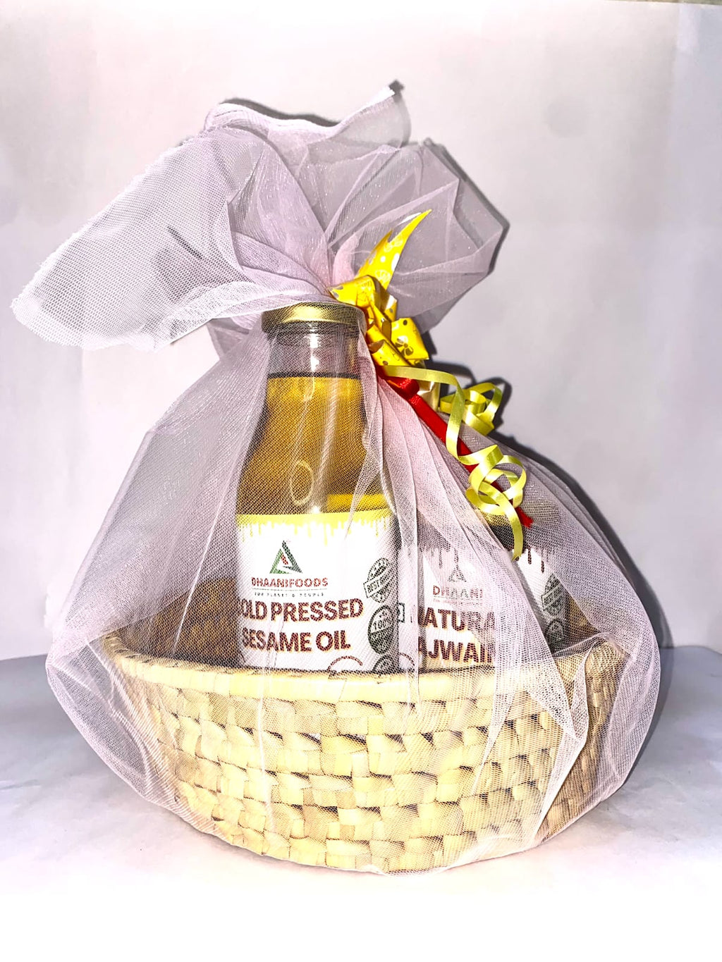 Organic Liquid Gift Hamper – Cold Pressed Til Oil, A2 Desi Gir Cow Ghee & Natural Ajwain Honey