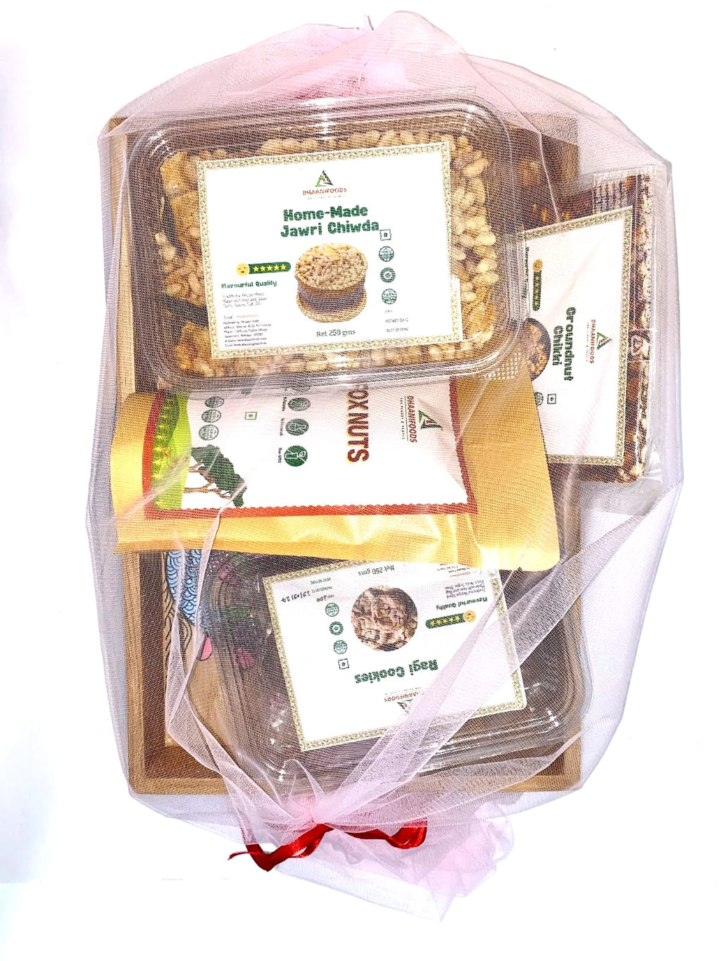 Healthy Snacks Gift Hamper Tray – Foxnut, Ragi Cookies, Roasted Millet Chivda & Groundnut Chikki