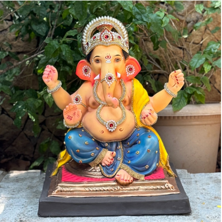 19" Brahman Bhetak Paper Mache Ganpati Idol | Eco-Friendly Ganesh Murti