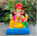 Dhaani Foods 10 Inch Peshwai Feta Ganpati Idol (No. 20 cm Base) | Shadu Mati Eco-Friendly Ganesha |