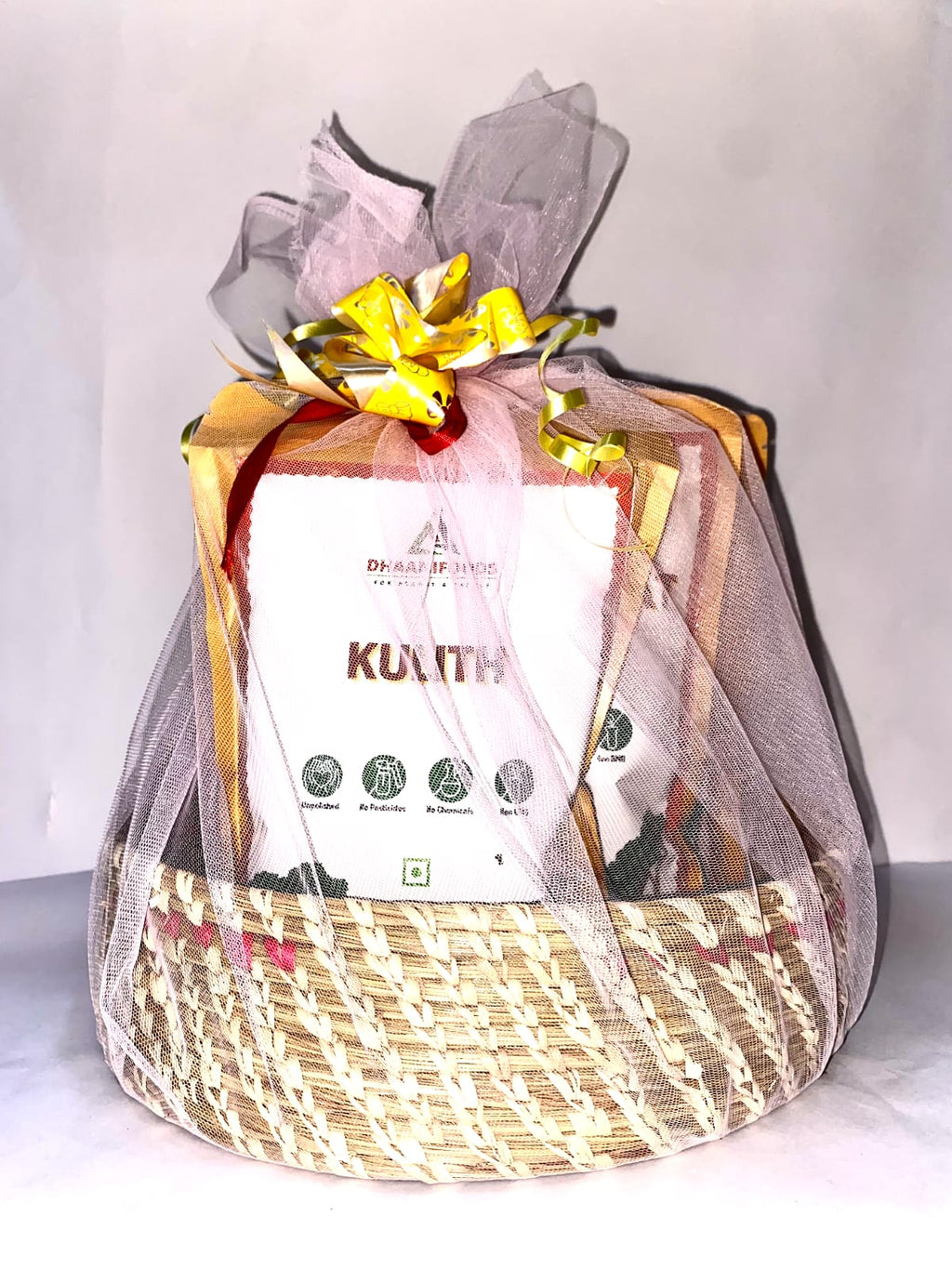 Daliya & Suji Gift Hamper – Khapli Daliya, Kulith & Suji in Round Basket