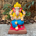 Dhaani Foods 12 Inch Kamal Ganpati Idol (No. DBSY) | Shadu Mati Eco-Friendly Ganesha | Lotus Design |