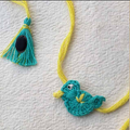 Seed Rakhi pack (with chawal and kumkum) - Bird with Sponge Gourd, Amaranthus, purslane