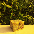 Palm Leaf Engraving Square Box 8x8x3 Inch | Handmade Storage Box