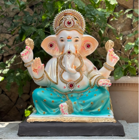 19" Aasan Bhetak DG Paper Mache Ganpati Idol | Eco-Friendly Ganesh Murti