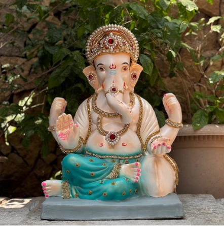 19" Shivrekar New DG Paper Mache Ganpati Idol | Eco-Friendly Ganesh Murti