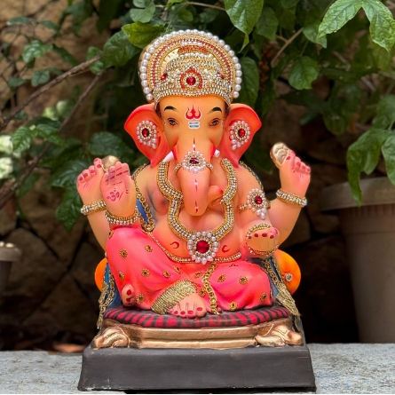 15" Panchkonasan Ganesh DLPGR Paper Mache Ganpati Idol | Eco-Friendly Murti