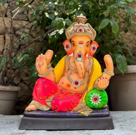 18" New Bajirao DPESY Paper Mache Ganpati Idol | Eco-Friendly Ganesh Murti