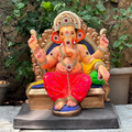Dhaani Foods 21 Inch Single Load Sihasan Ganesh Idol (DP) | Shadu Mati Eco-Friendly Ganesha | Royal Seat Murti
