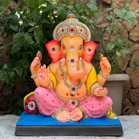 Dhaani Foods 20 Inch Double Load Titwala Ganesh Idol (DPSY) | Shadu Mati Eco-Friendly Ganesha | Premium Designer Murti