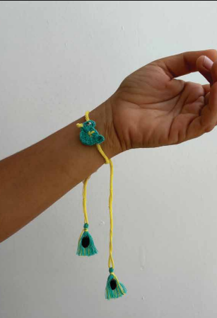 Seed Rakhi pack (with chawal and kumkum) - Bird with Sponge Gourd, Amaranthus, purslane